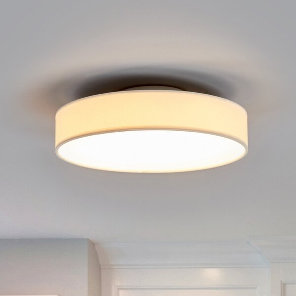 Lindby LED stropna svjetiljka Saira, Ø 30 cm, bijela, tekstil, Bijela, Dnevni boravak/blagovaonica, Tkanina / tekstil