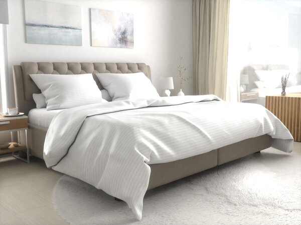 Hotelska posteljina atlas gradl bijela - pruga 1 cm češljani pamuk