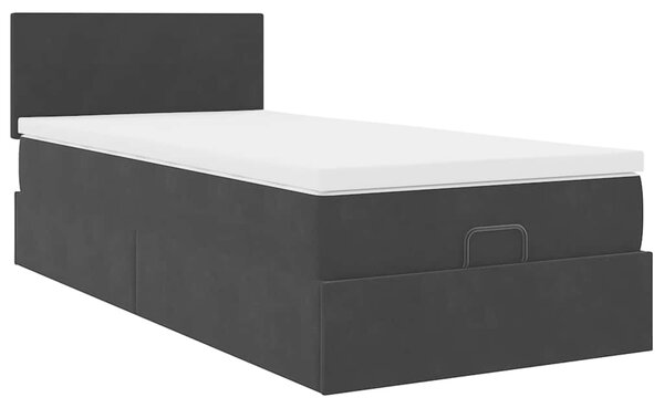 Otomanski okvir kreveta s madraca crni 90x190cm baršunasti - Crna / 90 x 190 cm