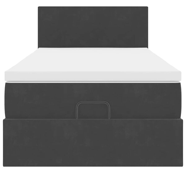 Otomanski okvir kreveta s madraca crni 90x190cm baršunasti - Crna / 90 x 190 cm
