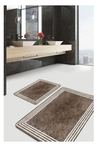 Smeđe-sive od samta kupaonske prostirke u setu 2 kom 60x100 cm – Mila Home