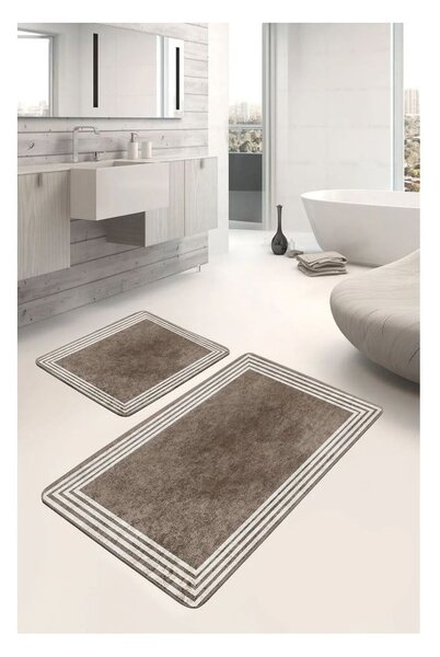 Smeđe-sive od samta kupaonske prostirke u setu 2 kom 60x100 cm – Mila Home