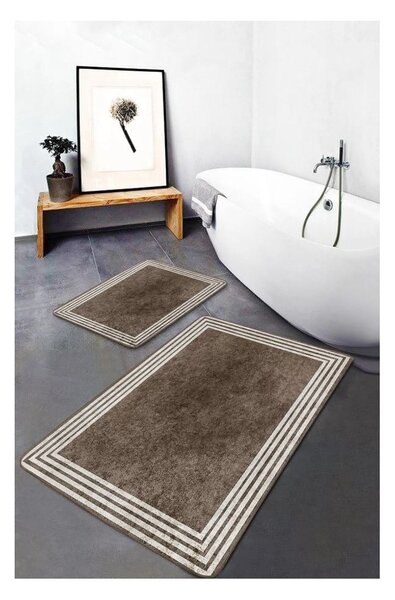 Smeđe-sive od samta kupaonske prostirke u setu 2 kom 60x100 cm – Mila Home
