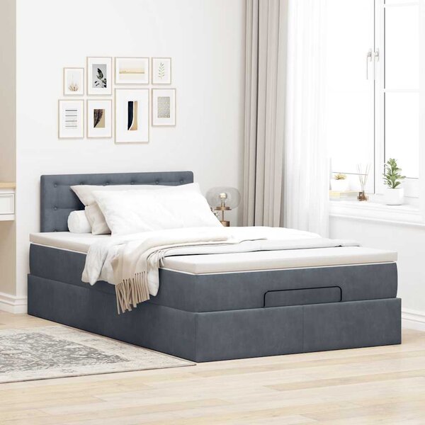 Otomanski krevet s madraca tamnosivi 120x190 cm baršunasti - Siva / 120 x 190