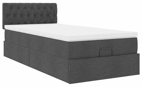 Otomanski okvir kreveta s madraca crni 90x190cm od tkanine - Crna / 90 x 190 cm