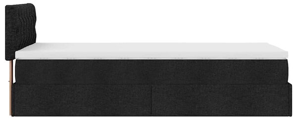 Otomanski okvir kreveta s madraca crni 90x190cm od tkanine - Crna / 90 x 190 cm