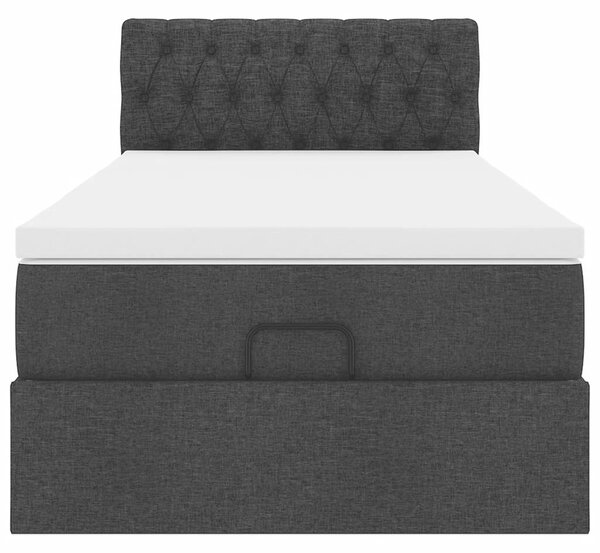 Otomanski okvir kreveta s madraca crni 90x190cm od tkanine - Crna / 90 x 190 cm