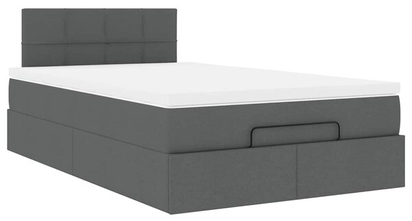Otomanski krevet s madracem tamnosivi 120x190 cm tkanine - Siva / 120 x 190