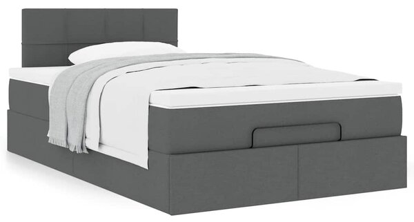 Otomanski krevet s madracem tamnosivi 120x190 cm tkanine - Siva / 120 x 190