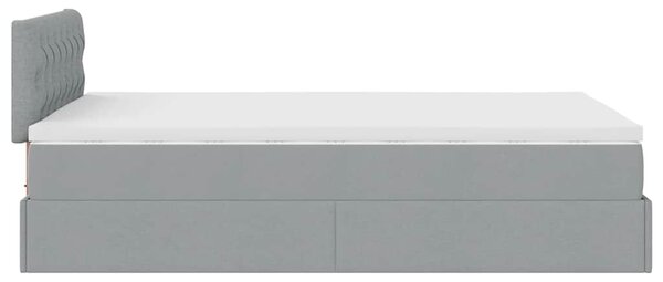 Otomanski krevet s madracem svjetlosivi 120x190 cm tkanine - Siva / 120 x 190