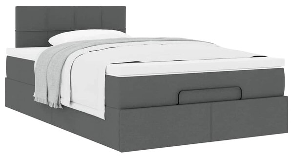 Otomanski krevet s madracem tamnosivi 120x190 cm tkanine - Siva / 120 x 190