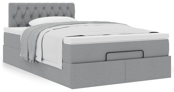 Otomanski krevet s madracem svjetlosivi 120x190 cm tkanine - Siva / 120 x 190