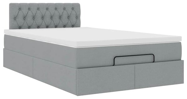Otomanski krevet s madracem svjetlosivi 120x190 cm tkanine - Siva / 120 x 190