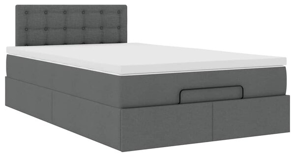 Otomanski krevet s madracem tamnosivi 120x200 cm tkanine - Siva / 120 x 200 cm