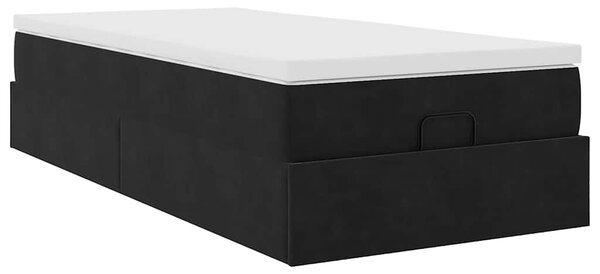 Otomanski okvir kreveta s madraca crni 90x200cm baršunasti - Crna / 90 x 200 cm