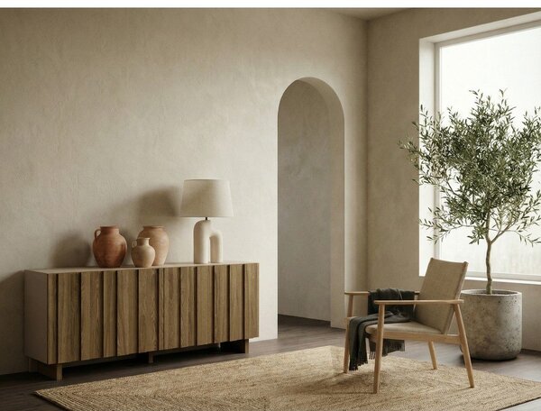 Krem/u prirodnoj boji komoda od masivnog bora 180x78x43 cm Marlo – Marckeric