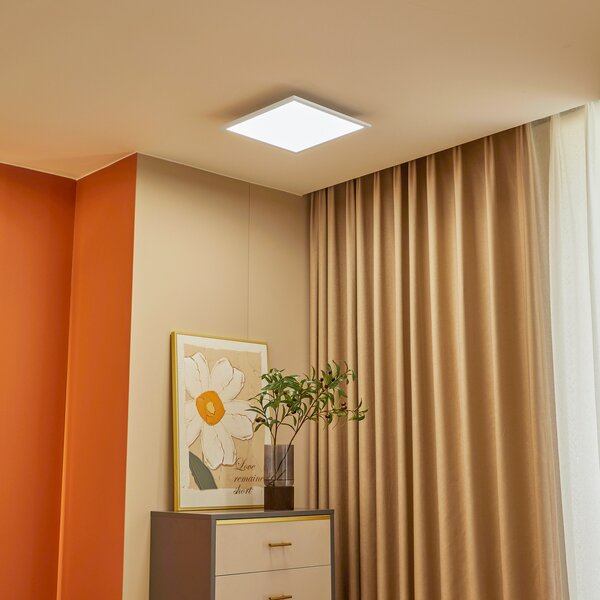 Lindby LED panel Lamin, bijeli, 40 cm, CCT, dimabilan, daljinski, prigušiva, Bijela, Dnevni boravak/blagovaonica, Metal