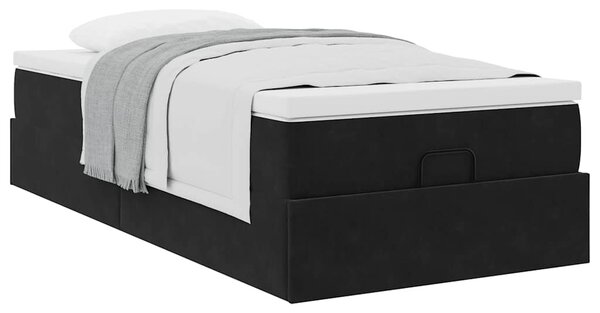 Otomanski okvir kreveta s madraca crni 90x200cm baršunasti - Crna / 90 x 200 cm