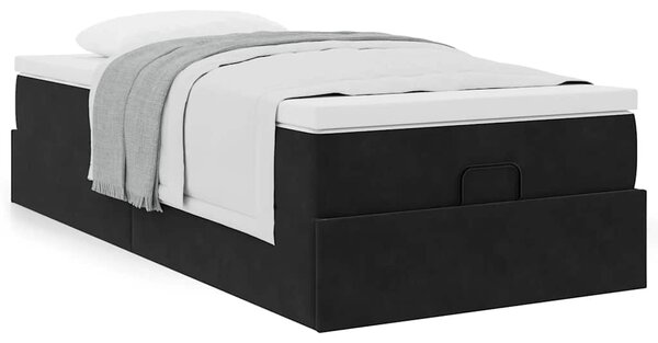 Otomanski okvir kreveta s madraca crni 90x200cm baršunasti - Crna / 90 x 200 cm