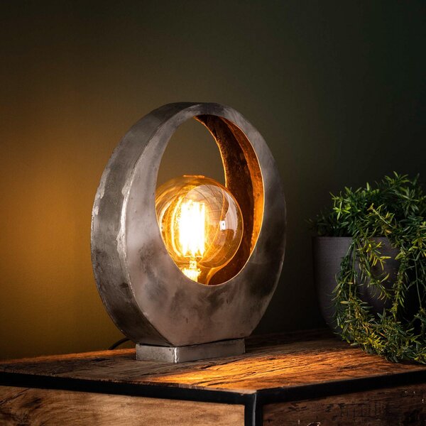 ZIJLSTRA Stolna lampa Sonorc, jedna žarulja, pun mjesec, Sivo, Dnevni boravak/blagovaonica, Metal