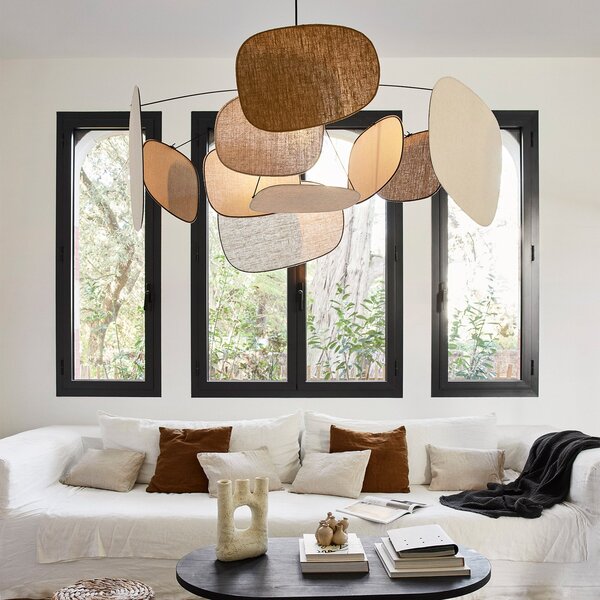 MARKET SET viseća lampa Paravan 70-ih, Ø 110 cm, lan, šarena, prigušiva, Višebojno, Dnevni boravak/blagovaonica, Tkanina / tekstil