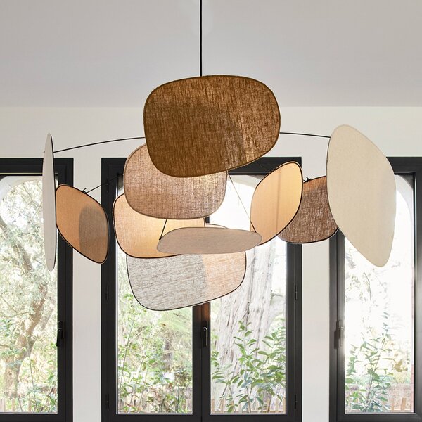 MARKET SET viseća lampa Paravan 70-ih, Ø 110 cm, lan, šarena, prigušiva, Višebojno, Dnevni boravak/blagovaonica, Tkanina / tekstil