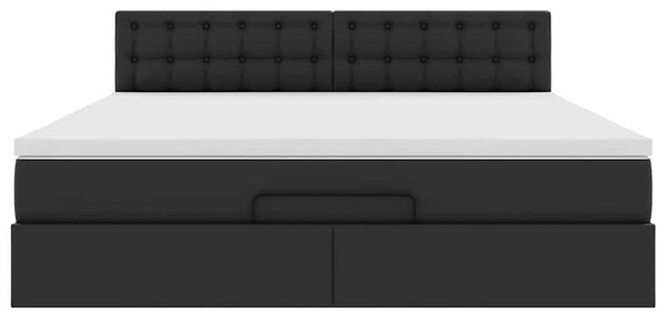 Otomanski okvir kreveta s madracem crni 160x200cm umjetna koža - Crna / 160 x 200 cm