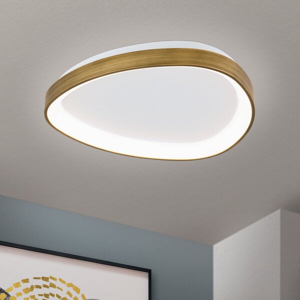 ORION LED stropna lampa Charlie, Ø 45 cm, opalno bijela, boja antiknog mesinga, Bronca / stari mesing, Dnevni boravak/blagovaonica, Plastika