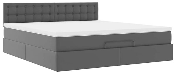 Otomanski okvir kreveta s madracem crni 160x200cm umjetna koža - Crna / 160 x 200 cm