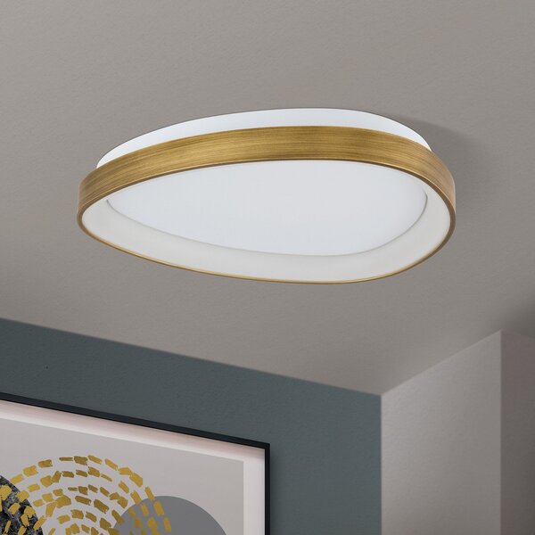 ORION LED stropna lampa Charlie, Ø 45 cm, opalno bijela, boja antiknog mesinga, Bronca / stari mesing, Dnevni boravak/blagovaonica, Plastika