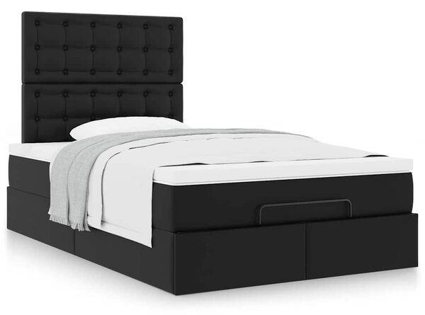 Otomanski okvir kreveta s madracem crni 120x190cm umjetna koža - Crna / 120 x 190 cm