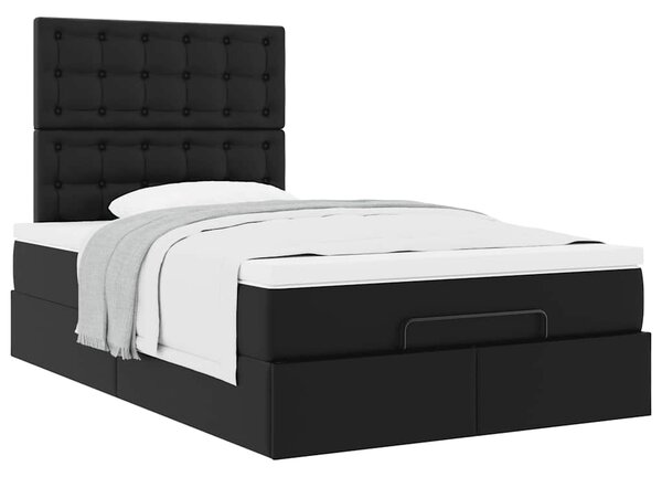 Otomanski okvir kreveta s madracem crni 120x190cm umjetna koža - Crna / 120 x 190 cm