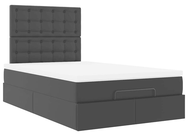 Otomanski okvir kreveta s madracem crni 120x190cm umjetna koža - Crna / 120 x 190 cm