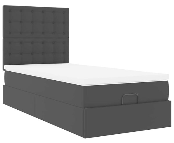 Otomanski krevet s madracem crni 80x200cm umjetna koža - Crna / 80 x 200 cm