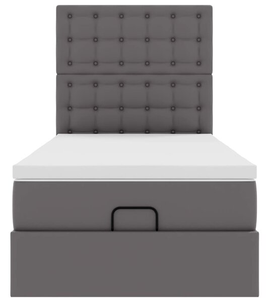 Otomanski krevet s madracem sivi 80x200cm umjetna koža - Siva / 80 x 200 cm