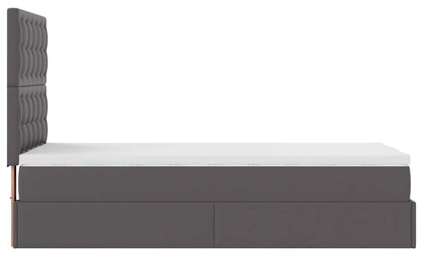 Otomanski krevet s madracem sivi 80x200cm umjetna koža - Siva / 80 x 200 cm