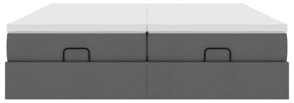 Otomanski okvir kreveta s madracima tamnosivi 200x200cm tkanine - Siva / 200 x 200 cm