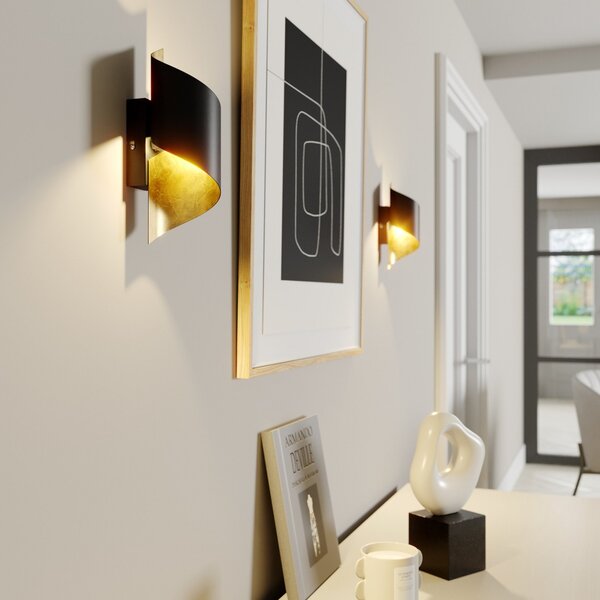 Lindby zidna lampa Desirio, set 3 kom, crna, zlatna, G9, prigušiva, Crno, spavaća soba, Metal