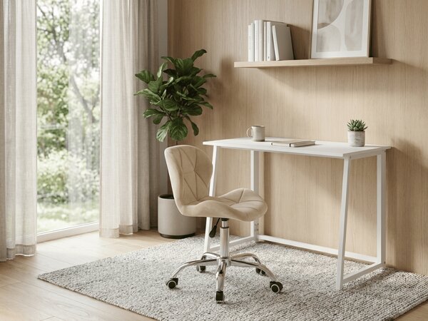 Set za radnu sobu ZARIMO stol 80x40 cm, bijela + fotelja AVOLA VELVET, svijetlo krem