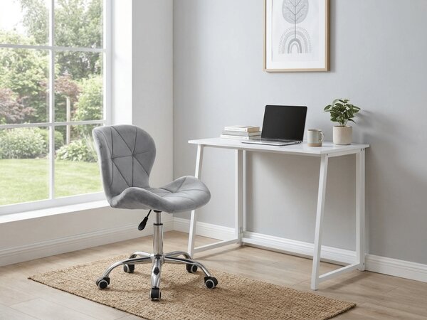 Set za radnu sobu ZARIMO stol 80x40 cm, bijela + stolica AVOLA VELVET, svijetlosiva