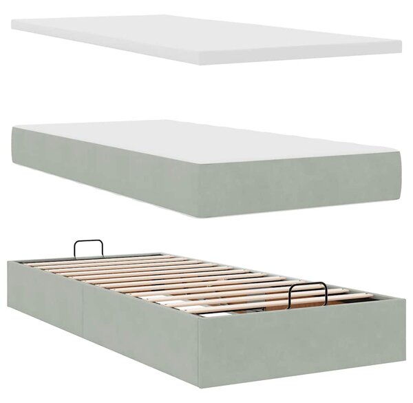Okvir kreveta s madraca svijetlosivi 100x200 cm baršunasti - Siva / 100 x 200 cm