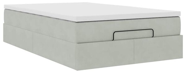 Otomanski krevet s madracem svjetlosivi 120x190 cm baršunasti - Siva / 120 x 190