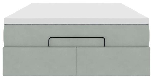 Otomanski krevet s madracem svjetlosivi 120x190 cm baršunasti - Siva / 120 x 190