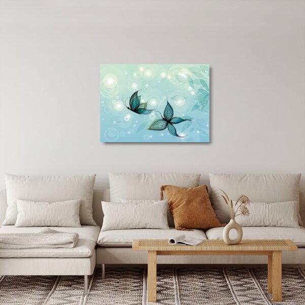 Staklena slika - Modri ​​metulji (70x50 cm)