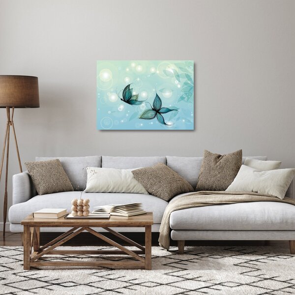 Staklena slika - Modri ​​metulji (70x50 cm)