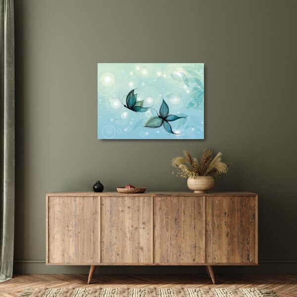 Staklena slika - Modri ​​metulji (70x50 cm)
