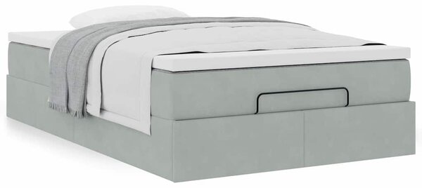 Otomanski krevet s madracem svjetlosivi 120x190 cm baršunasti - Siva / 120 x 190