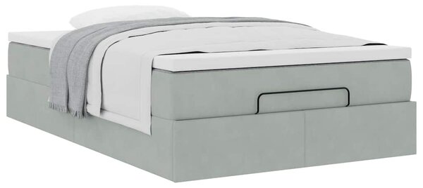 Otomanski krevet s madracem svjetlosivi 120x190 cm baršunasti - Siva / 120 x 190