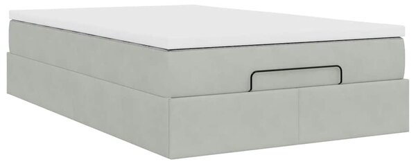 Otomanski krevet s madracem svjetlosivi 120x190 cm baršunasti - Siva / 120 x 190