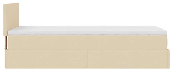 Otomanski okvir kreveta s madraca krem 80x200cm od tkanine - Krema / 80 x 200 cm